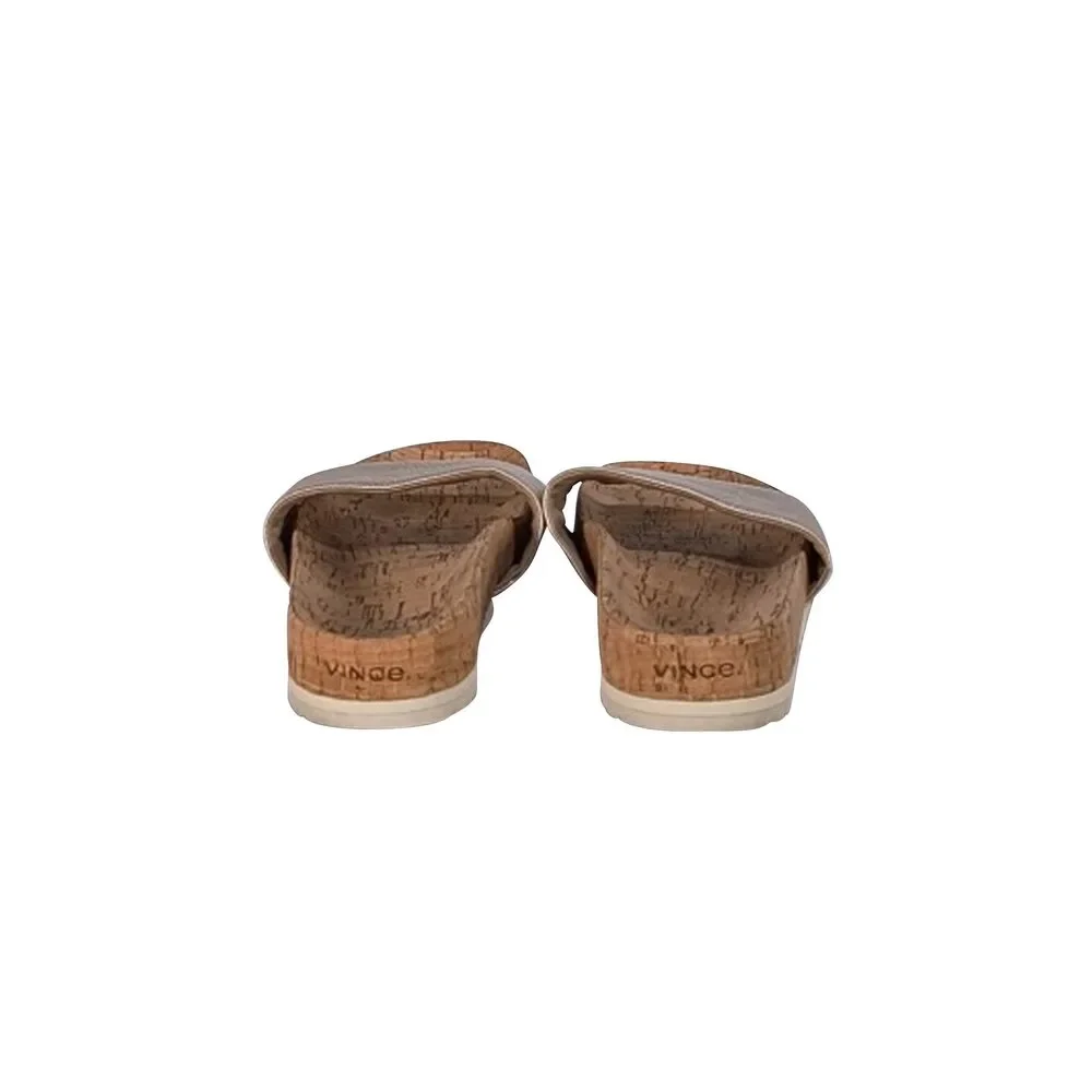 Vince - Light Gold Leather Upper Slide Sandals Sz 8